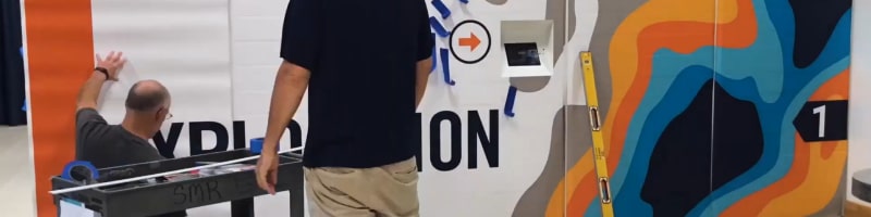 Image showing the benefits of smart lockers with a custom wrap being installed